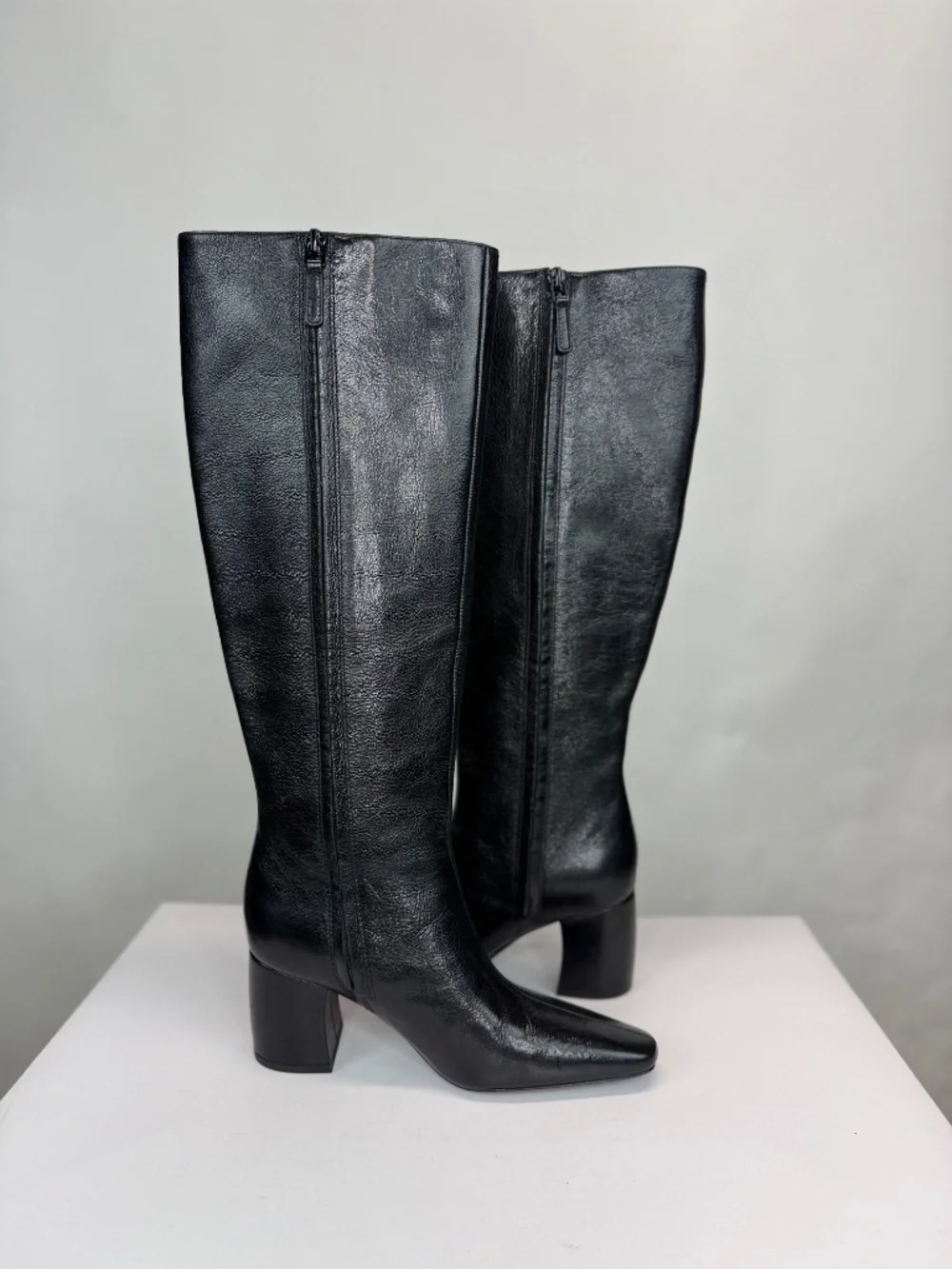 New Tory Burch Banana Leather Knee High Boot Black Leather Sz 5